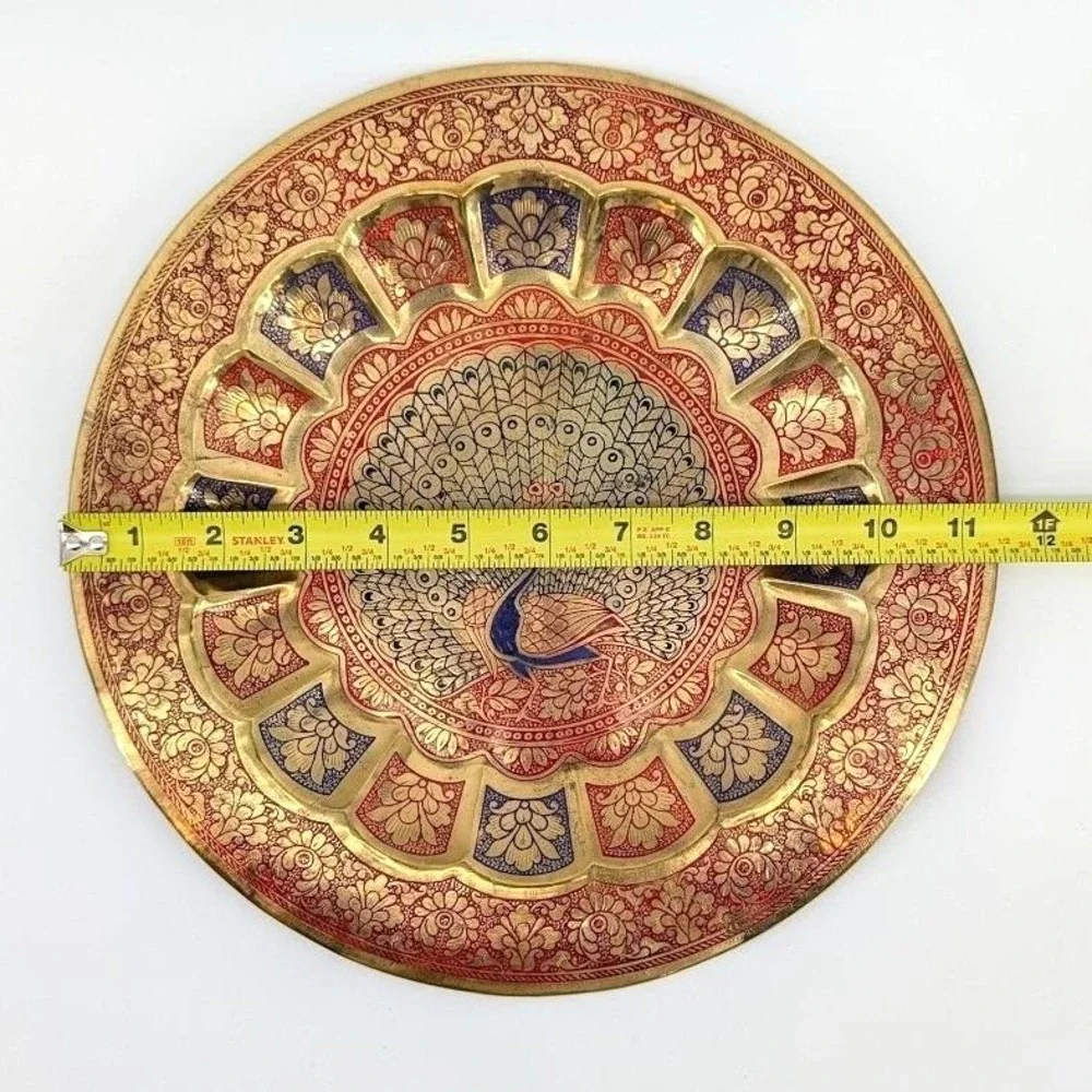 Vintage Brass Peacock Wall Plate 12